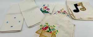Assorted Embroidered Linen Napkins & Table Linens