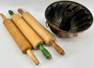 Copper Bundt Pan &amp Wooden Rolling Pins&nbsp