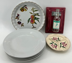 Royal Worcester Evansham Tart Dish - Ugagco Divided Dish - Barefoot Moscato Bottle Wall Hanging