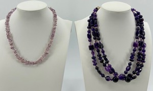 Amethyst Chip Bead Necklace &amp Purple Amethyst Strand Necklace&nbsp