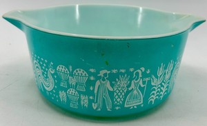 Pyrex Turquoise Blue Amish Butter Print Bowl 2 12 qt