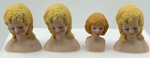 Set of Four Vintage Miniature Bust Head Figurines - Three Large, One Small