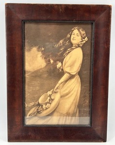 Antique Framed Portrait of a Woman in a Dress
