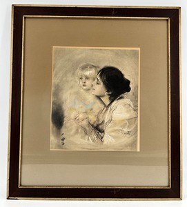 Franz Von Leubach - Portrait of a Mother and Child