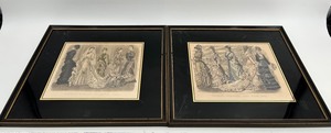 Godeys Fashions for June 1878 - Pair of Framed Victorian Fashion Plates (Lot of 2)