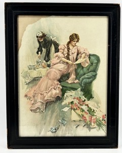Harrison Fisher Print in Frame - Vintage Illustration