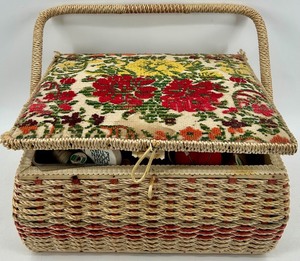 Vintage Sewing Basket & Sewing Supplies