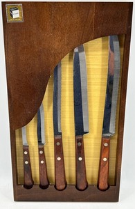 Omega 5-Piece Wall Mounted Knife Set with Wooden Handles