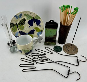 Danica Dragonfly Cup & Plate Assorted Glass Bud Vases, Ticket Stabbers, Glove Forms & Match Holders