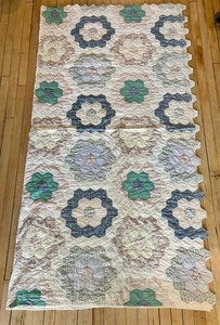 Vintage Grandmothers Flower Garden Patchwork Hexagon Quilt