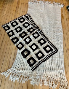 Crochet Afghan Blankets (Lot of 2) - Granny Square Throw & Textured Throw