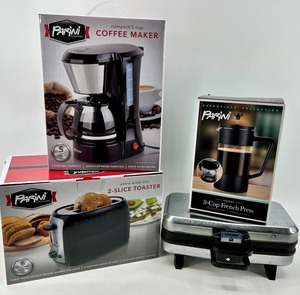 Parini Coffee Maker - 2-Slice Toaster - Belgian Waffle Maker - Essentials Collection
