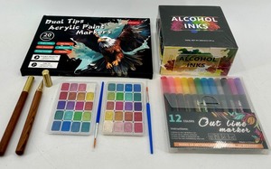 Alcohol Inks, Markers & Watercolor Paints, Acrylic Paints & Craft Scalpels - New in Box