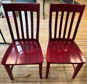Pair of Slat-Back Wood Dining Chairs