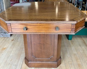 Octagonal Pedestal Game Table with Two Drawers