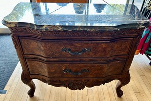 Ornate Carved Dresser with Removable Marble-Top