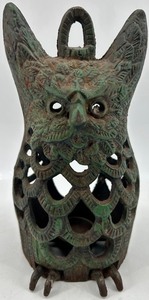 Cast Iron Owl Candle Holder - Decorative Sculpture