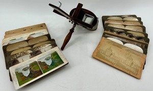 Antique Keystone View Company Stereoscope with Stereo Cards