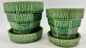 McCoy Pots Ribbed Ceramic Planters (Lot of 2)