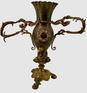 Bradley & Hubbard Neptune Candelabrum - Vintage Rococo Bronze with Gilt Accents