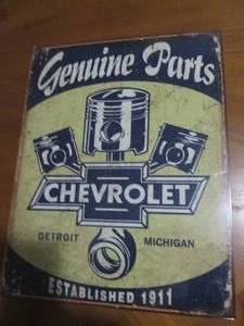 Chevrolet metal sign, measures 12 x...