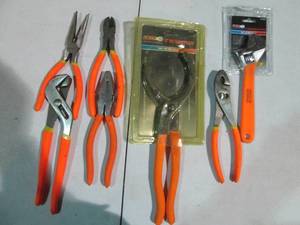 Assorted heavy duty pliers and wren...