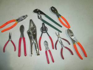Assorted pliers, Channel lock and v...