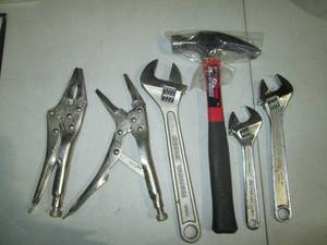 Vise grips, rip hammer and assorted...