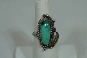Artisan Silver Tone Ring with Turquoise Stone