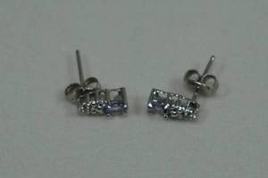 10k White Gold Tanzanite and Diamond Stud Earrings