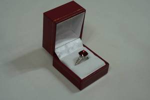 Sterling Silver Ladies Ring - Lab Created Ruby and Cubic Zirconia