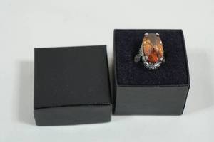 Sterling Silver Ladies Ring - Large Lab Created Citrine
