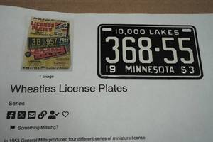 Vintage Wheaties License Plate