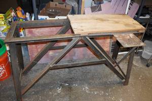 Steel Frame Wood Top Work Bench