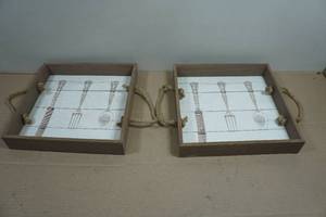 2 Decorative Serving Trays - 12x12