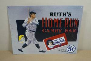 Vintage Style Raised Metal Sign - Ruths Home Run Candy Bar