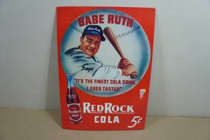 Vintage Style Raised Metal Sign - Babe Ruth Red Rock Cola