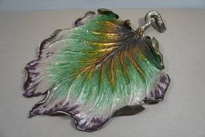 Jay Strongwater Bronzed Enamel Sculpted Leaf Tray