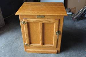 Vintage White Clad Oak Wood Ice Box