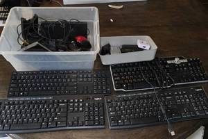 Assorted Keyboards and Computer Mouse