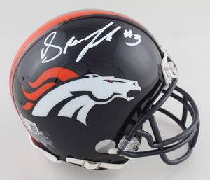 Drew Lock Signed Broncos Mini Helmet (Beckett COA)