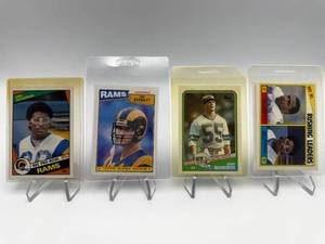 1984, 1987 & 1988 Topps Football Card Lot Featuring Eric Dickerson, Jim Everett Rookie & Brian Bosworth Rookie