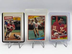 1984, 1987 & 1988 Topps Football Card Lot Featuring Jerry Rice 2nd Year, Joe Montana & Christian Okoye Rookie
