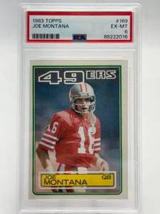 1983 Topps Joe Montana Football Card PSA 6 EX-MT