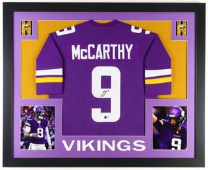 J.J. McCarthy Signed Custom Framed Jersey Display (Beckett)