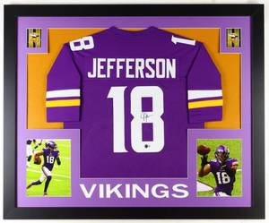 Justin Jefferson Signed Custom Framed Jersey Display (Beckett)
