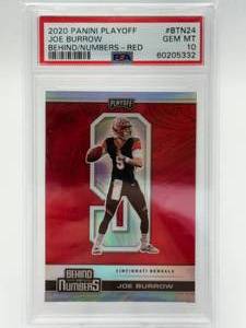 2020 Panini Playoff Behind the Numbers Red Joe Burrow Rookie Insert PSA 10 GEM MINT