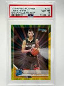 2019 Donruss Tyler Herro GreenYellow Laser Rated Rookie PSA 10 GEM MINT
