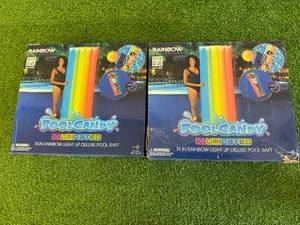 2 Pool Candy Illuminated 74 Rainbow Light Up Deluxe Pool Rafts