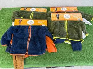 4 New Boys Favorite Cozy Jacket Sets Size 12M, 18M, 3T & 5T